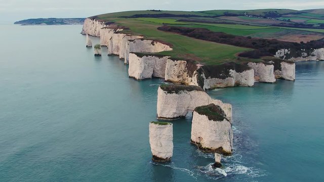 UK, England, Dorset, Swanage, Jurassic Coast, The Foreland or Handfast Point, Old Harry Rocks