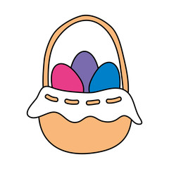 Fototapeta premium eggs easter in basket wicker vector illustration design
