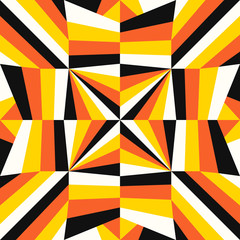 modern contemporary geometric switching black white orange and yellow pattern