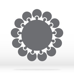 Simple icon circle puzzle in gray. Simple icon puzzle of the thirteen elements  and center on gray background. Flat design. Vector illustration EPS10.