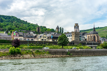 Fototapeta premium Germany, Rhine Romantic Cruise, a bridge over a body of water