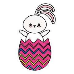 cute rabbit in egg easter isolated icon vector illustration design