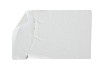 Torn paper sticker label isolated on white background