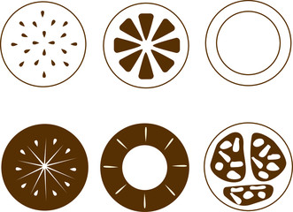 Thin linear fruit icons. Isolated vector illustration.