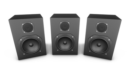 Fototapeta premium 3D rendering speakers isolated on white background