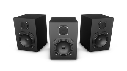 3D rendering speakers isolated on white background