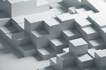 Background White paper for business presentation. Minimal pattern, Animated 3d rendering. Cubes.