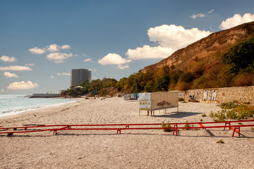 Odessa, Ukraine. . View of one of the most beatuful sandy beach of the Black sea coast
