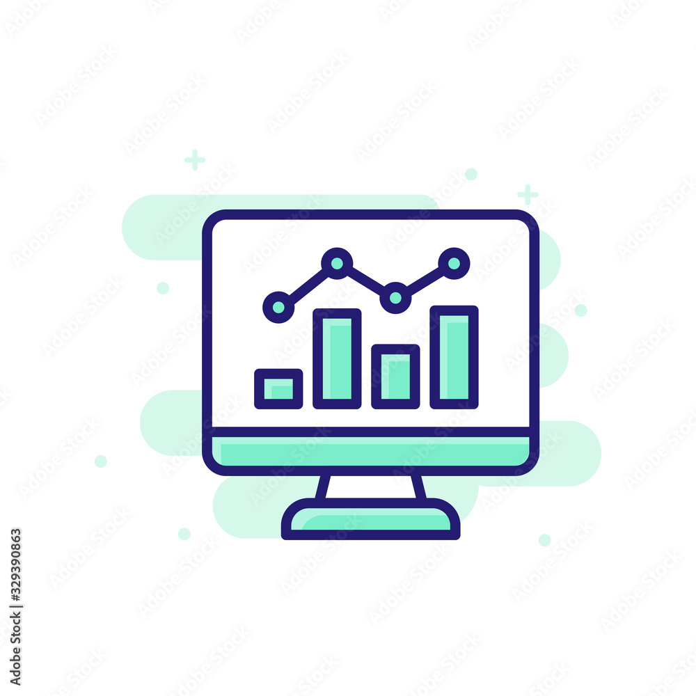 Poster analysis vector illustration outline filled with color background icon