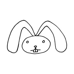 Hand drawn illustration with cute cartoon bunny portrait for Easter. Vector