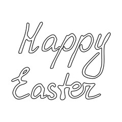 Hand written Happy Easter lettering card. Vector illustration in doodle sketch cartoon style on white