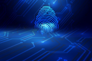 fingerprint scanning technology. fingerprint to identify personal, security system concept
