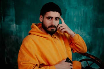 Portrait of handsome man with beard. Close-up