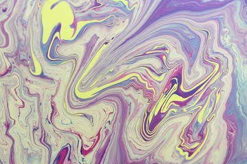 Abstract white and lilac background. Game of colors. Acrylic texture with marble pattern. Wallpaper, mixing, modern art.