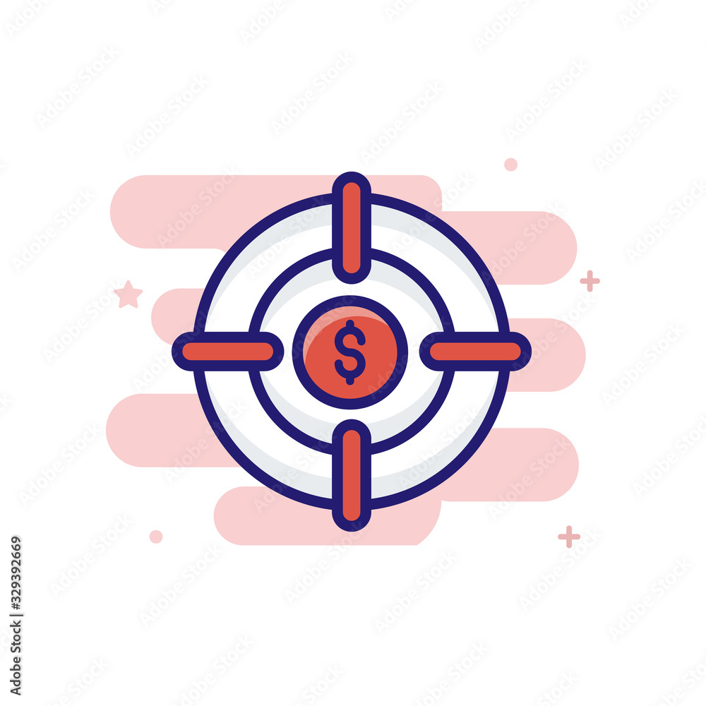 Poster invesment target vector illustration outline filled with color background icon