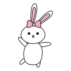 cute rabbit female animal isolated icon vector illustration designicon