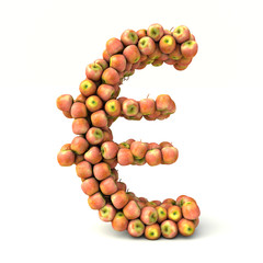 3D render of Euro symbol made out of apples