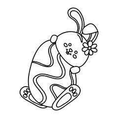 cute rabbit with egg easter isolated icon vector illustration design