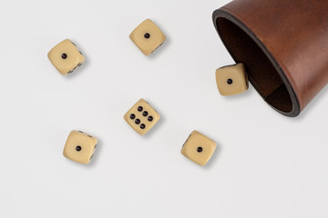 dice game, 5 dice with four times one one and once a six