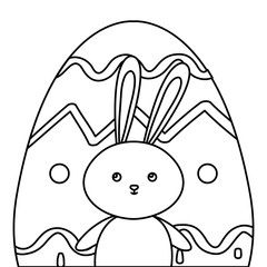 cute rabbit with egg easter isolated icon vector illustration design
