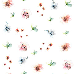 Spring. Pattern with flowers and leaves of clover
