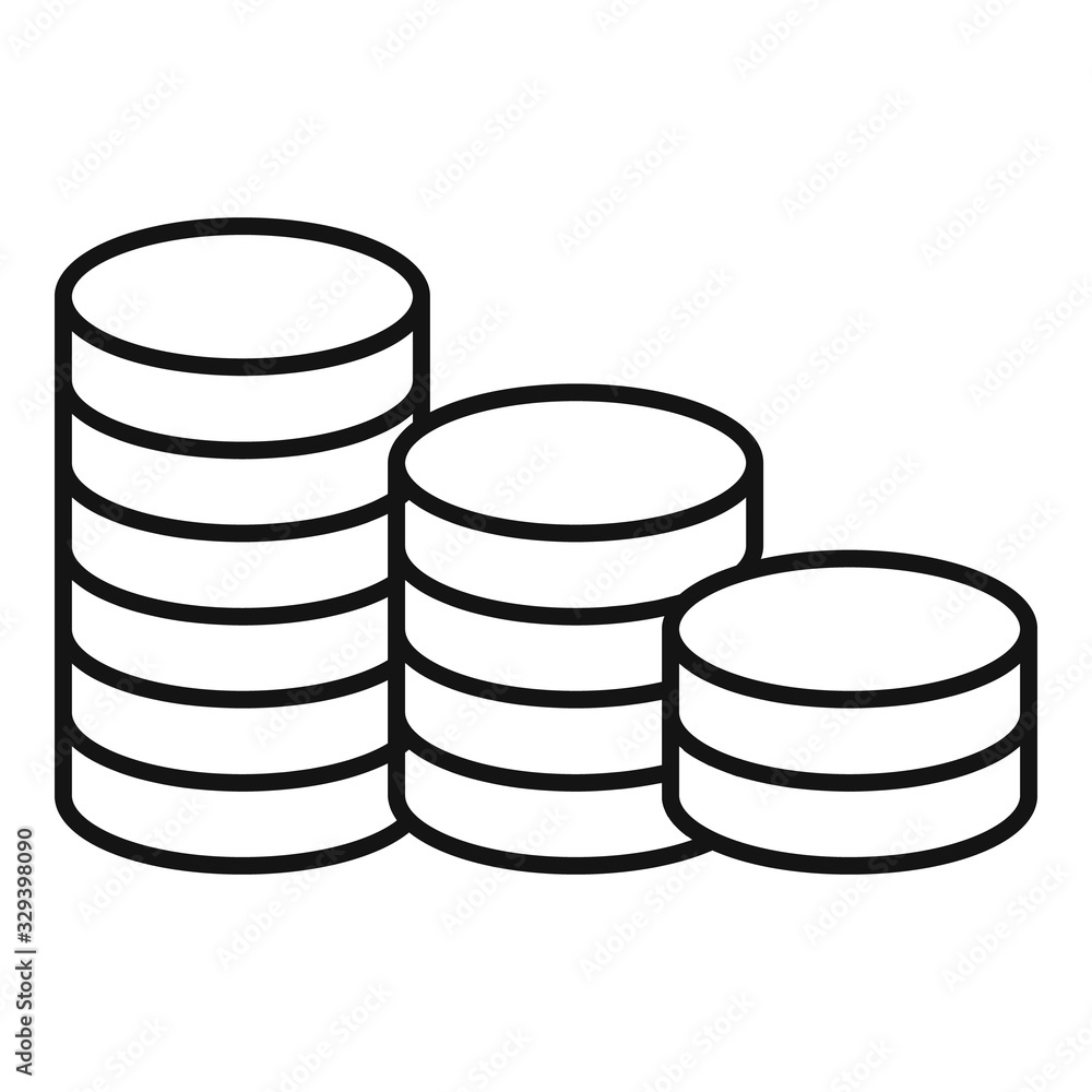Poster coins stack icon. outline coins stack vector icon for web design isolated on white background