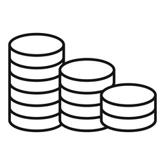 Coins stack icon. Outline coins stack vector icon for web design isolated on white background