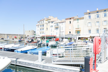 Saint-Tropez marine, with tourists sightseeing in summer