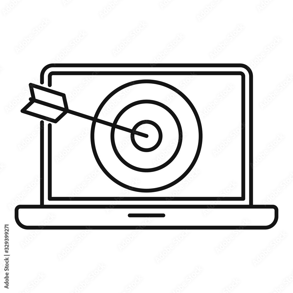 Poster internet smm target icon. outline internet smm target vector icon for web design isolated on white b