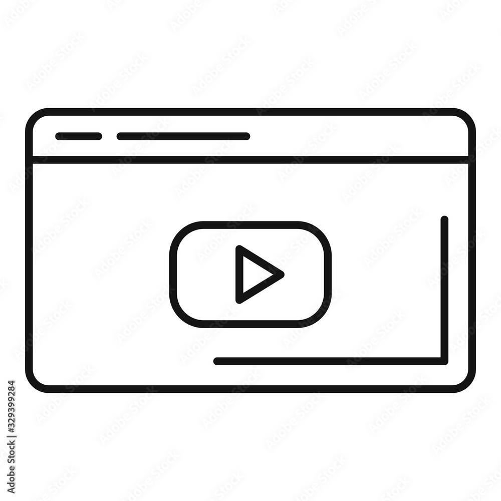 Poster web video player icon. outline web video player vector icon for web design isolated on white backgro