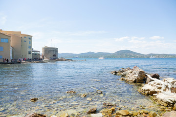Saint-Tropez marine, with tourists sightseeing in summer