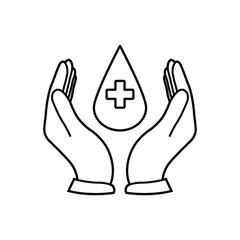 hand holding blood transfusion icon 