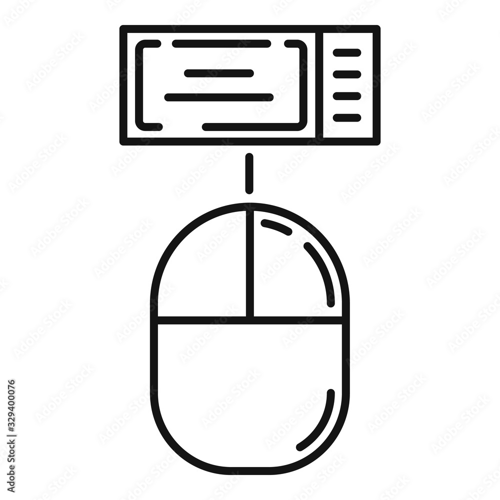 Poster mouse click online ticket icon. outline mouse click online ticket vector icon for web design isolate