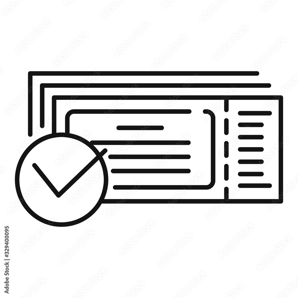 Poster checked online ticket icon. outline checked online ticket vector icon for web design isolated on whi