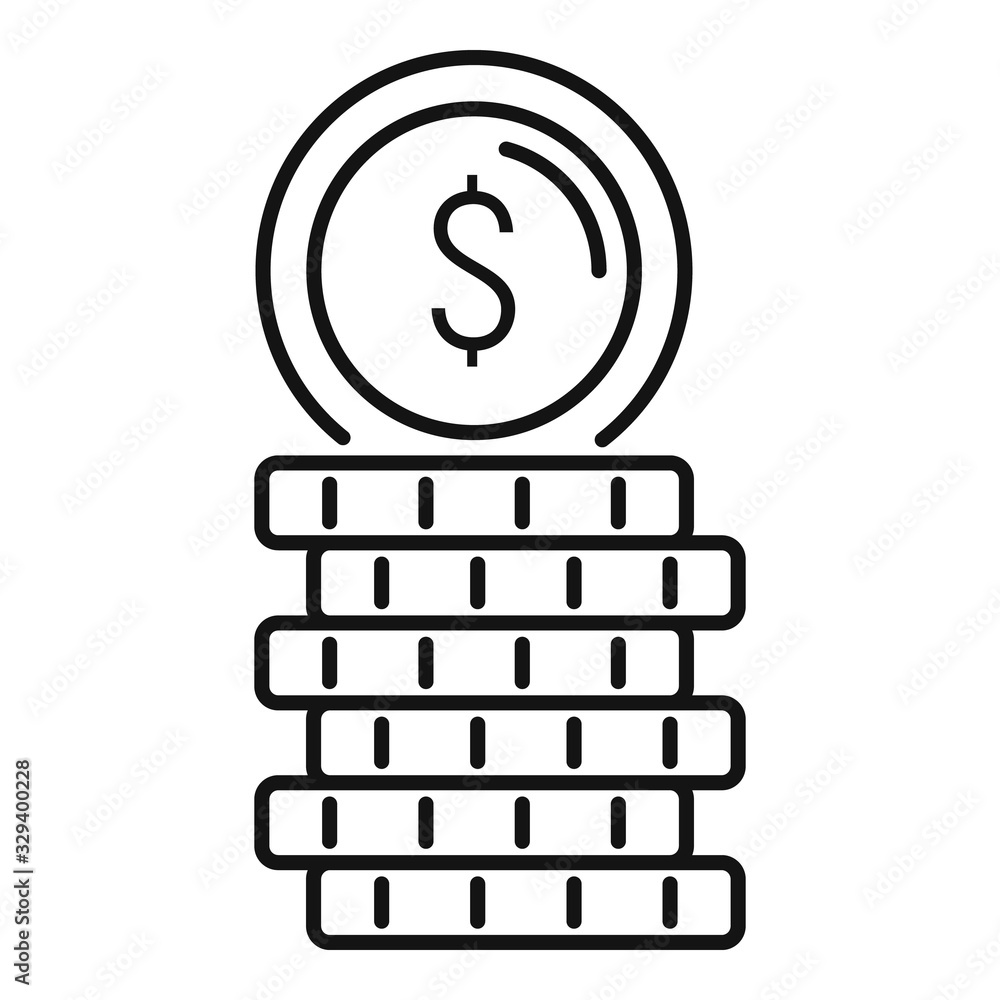 Poster coin stack icon. outline coin stack vector icon for web design isolated on white background