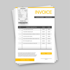 Business card with invoice. Customer service concept. Online payment. Tax payment. invoice template. Vector stock illustration.