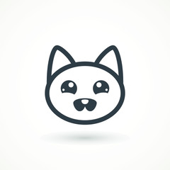 Cat face icon vector on white background. the head of a cat and dog