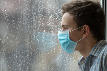 Young man wearing a face mask
