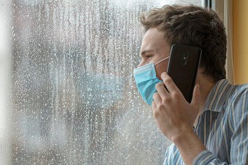 Young man sick with COVID-19