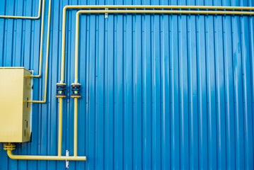 Gas distribution panel on a metal wall