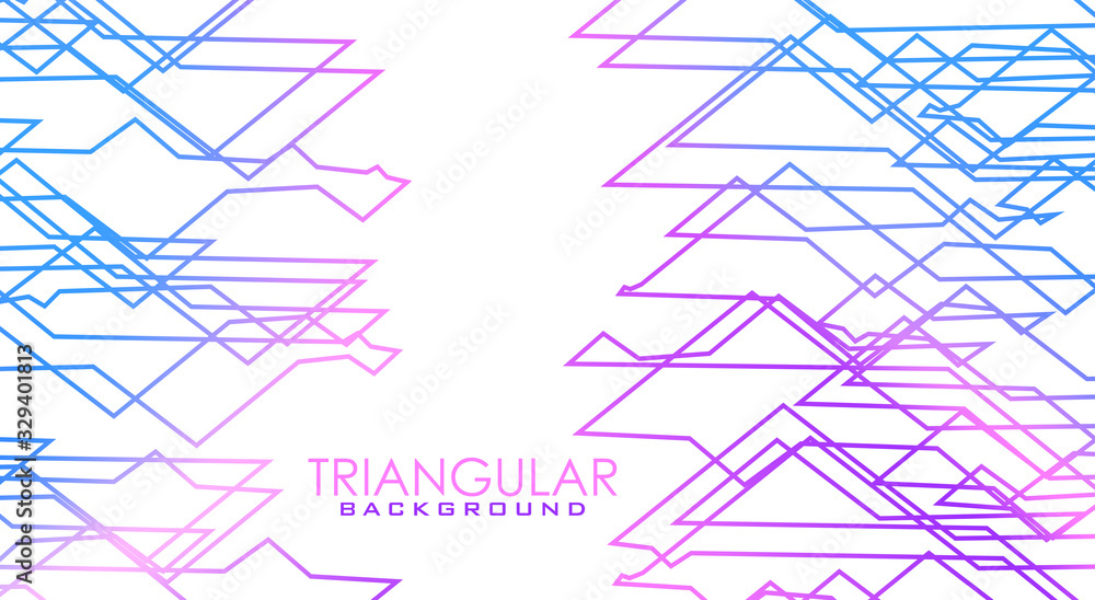 Poster Triangular background with outline blue, purple and pink triangles