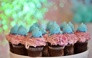 baby girl genuine birthday cake, sea life theme