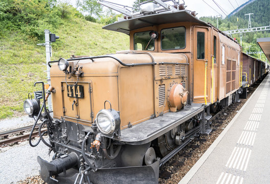 Historic steam train in Davos, Switzerland