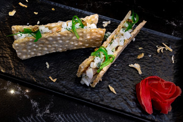 beautiful sea food sandwiches on a plate 