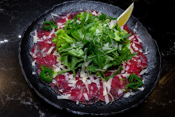 beautiful meat with herbs and lemon.