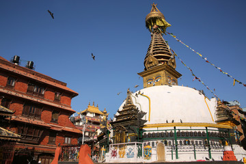 Golden stupa of the Buddhist temple, Kathmandu, Nepal.