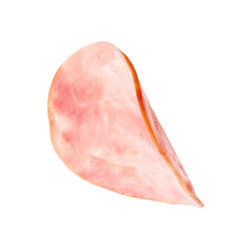 Slice of delicious ham isolated on white
