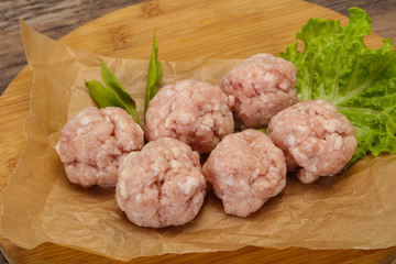 Homemade raw pork minced meatball for cooking