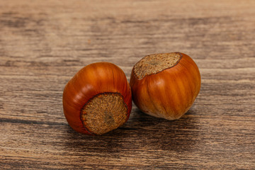 Two ripe tasty Whole hazelnut