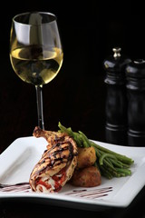 Grilled Chicken Goat Cheese and Sundried tomato stuffed. 